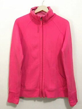 Tuff Athletics Barbie Pink High Collar Zip Up Sweater XL Thumbholes
